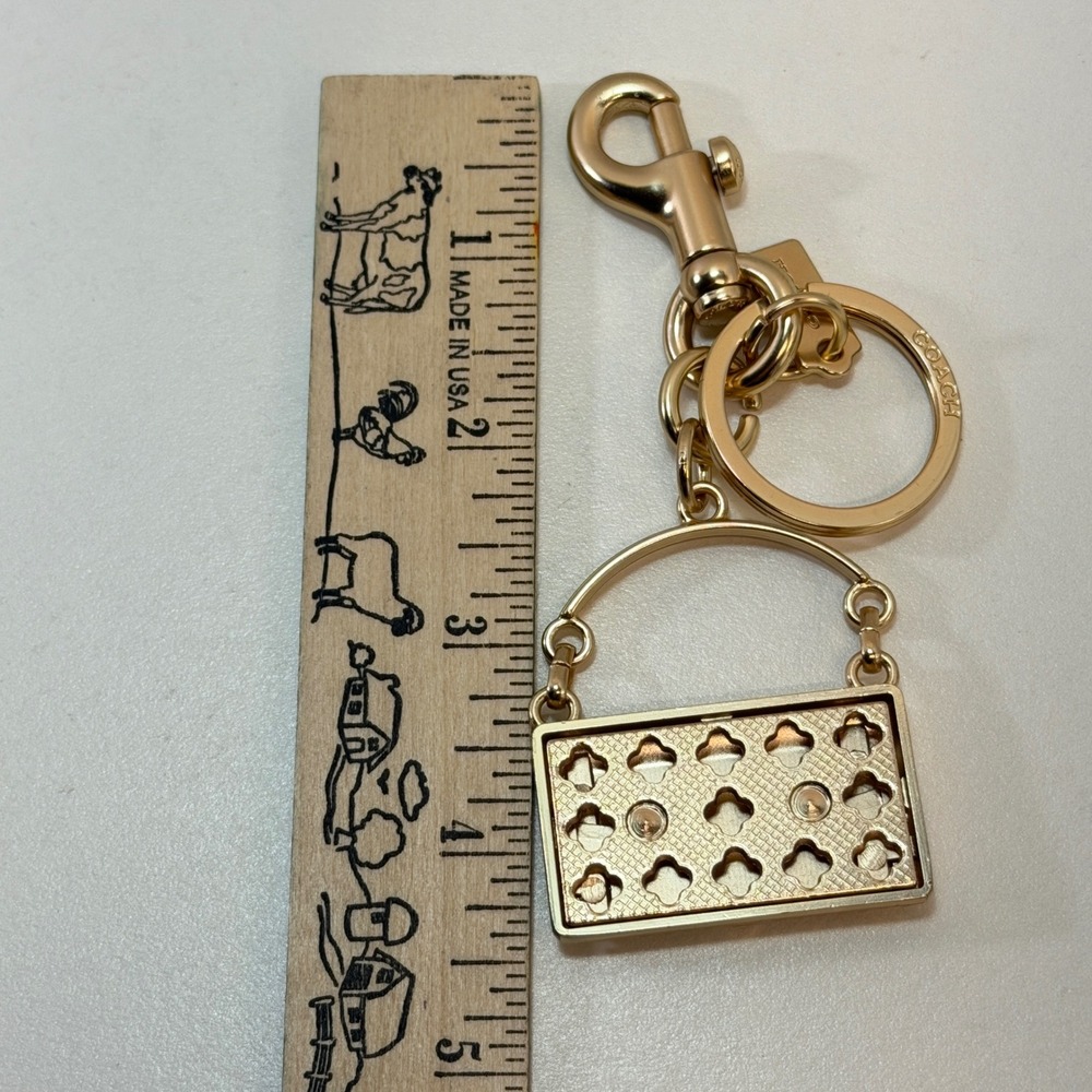Coach Mini Tabby Bag Keychain Charm Gold Metal Logo Key Fob Box - Picture 8 of 9